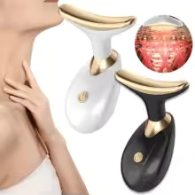 Clarify.pk electric face firming massager in white and black with gold accents for skincare