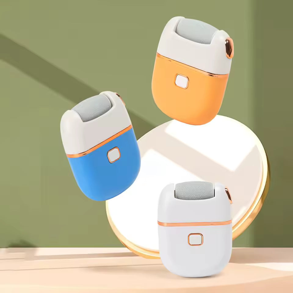 Clarify.pk electric foot grinder for calluses in blue white and orange for smooth feet