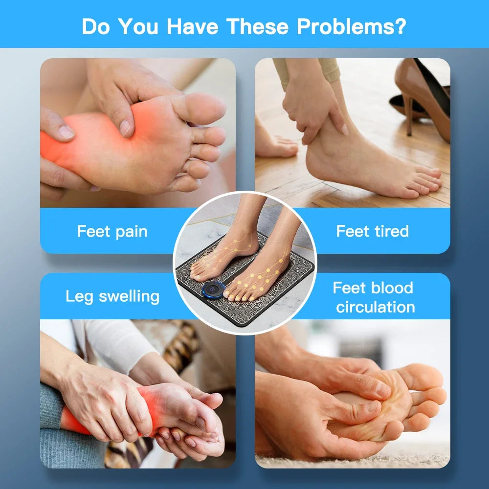 Electric foot massage pad for sore feet helping with feet pain tiredness swelling and blood circulation