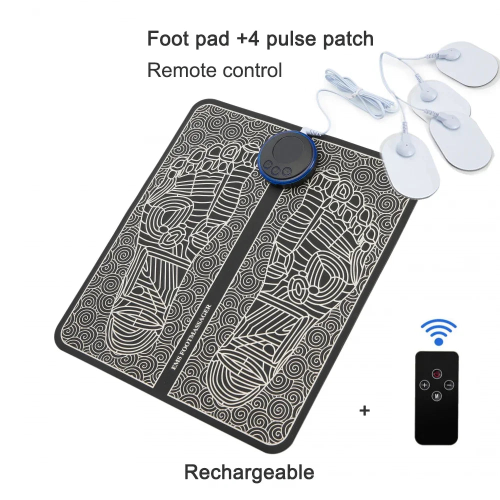 Electric foot massage pad for sore feet with remote control and pulse patches by Clarify.pk