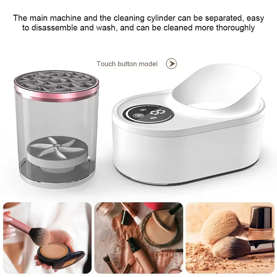 Clarify.pk electric makeup brush cleaner for women with detachable cleaning cylinder and touch button control