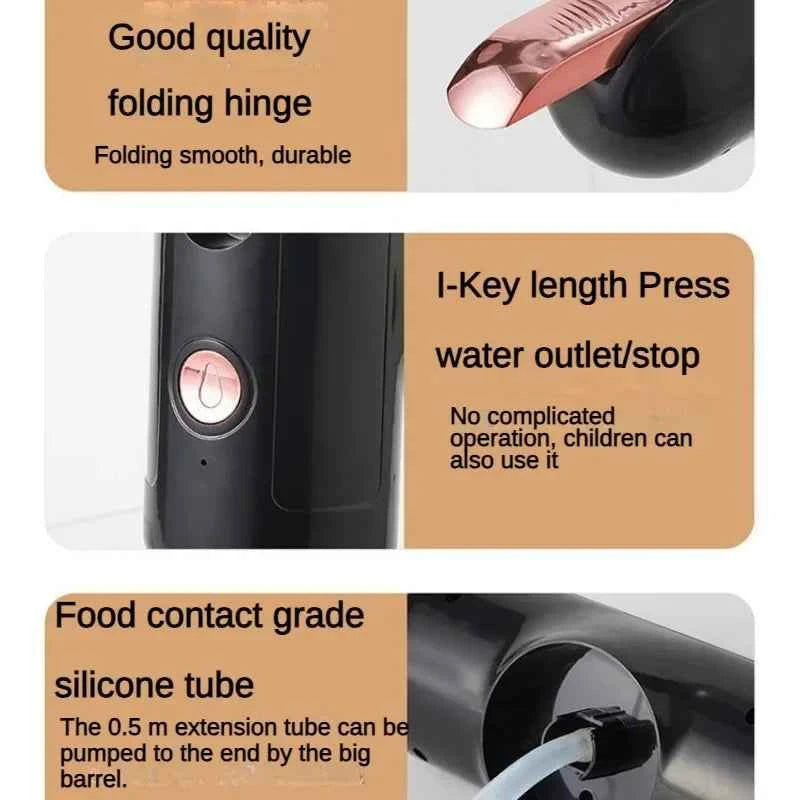 Electric water bottle pump with food-grade silicone tube and easy press button operation for convenience