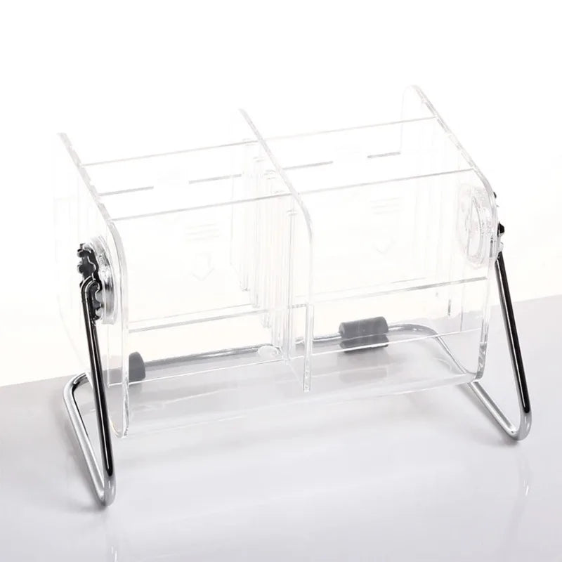 Clear acrylic remote control storage box with metal stand and divided compartments by Clarify.pk