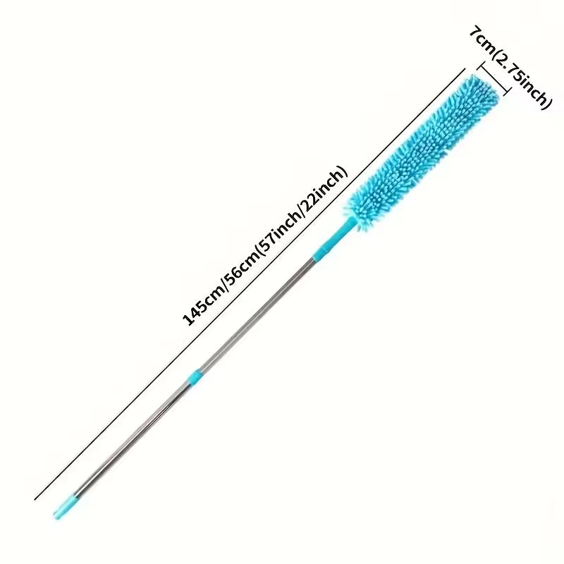 Clarify.pk extendable dust removal brush with blue microfiber head and adjustable metal handle