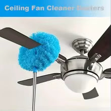 Clarify.pk extendable fan duster for home cleaning a ceiling fan with soft blue microfiber head
