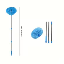 Clarify.pk extendable fan duster for home with blue microfiber head and adjustable pole for ceiling fan cleaning