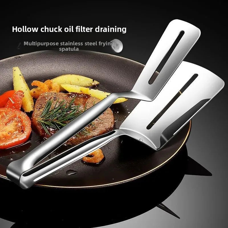 Extra thick stainless steel spatula by Clarify.pk with hollow design for oil draining and frying