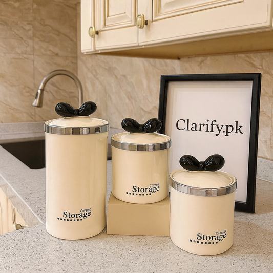 3-Piece Premium Plastic Jar Set - Airtight Kitchen Storage Containers