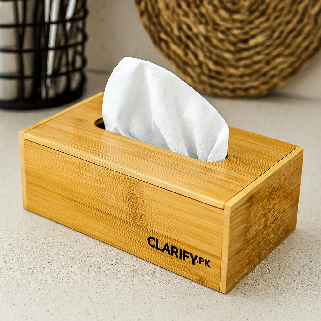 Natural Bamboo Wooden Tissue Box – 600g Premium Holder