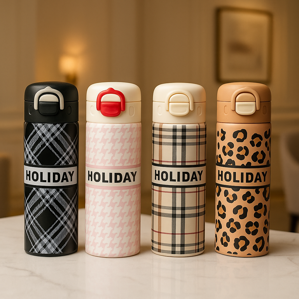 Holiday Printed Thermos Bottle – 500ml Leakproof Flask (Random)