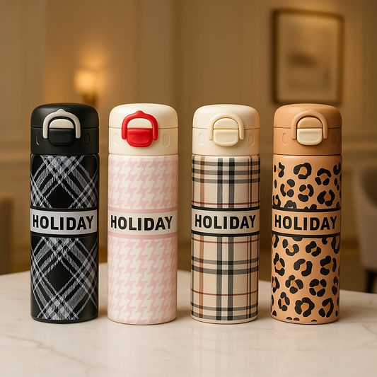Holiday Printed Thermos Bottle – 500ml Leakproof Flask (Random)