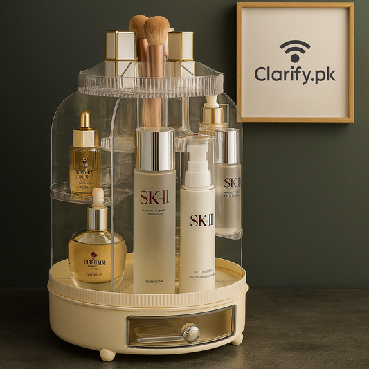 360° Rotating Cosmetics Organizer – Large Capacity Makeup Storage