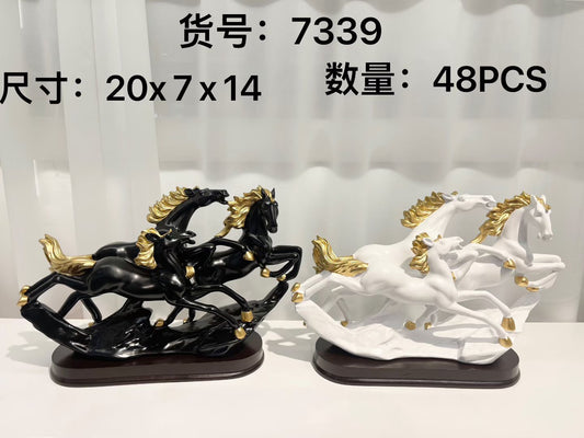 Premium Running Horses Fiber Decoration – Golden Mane Edition