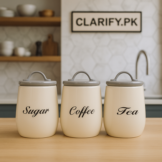 3Pcs Tea Coffee Sugar Jars – Premium Kitchen Storage Set