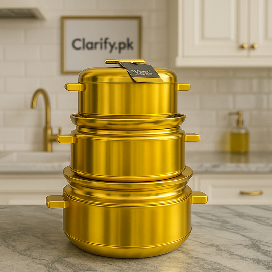 3-Piece Luxury Golden Non-Stick Cookware Set