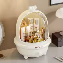 Clarify.pk 360 degree makeup organizer with rotating compartments for easy access to cosmetics
