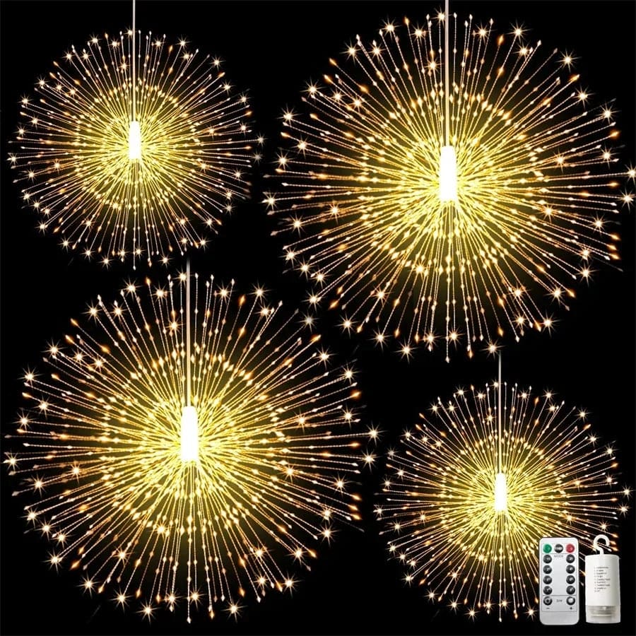 Firework string lights battery operated decorative glowing spheres with remote control by Clarify.pk
