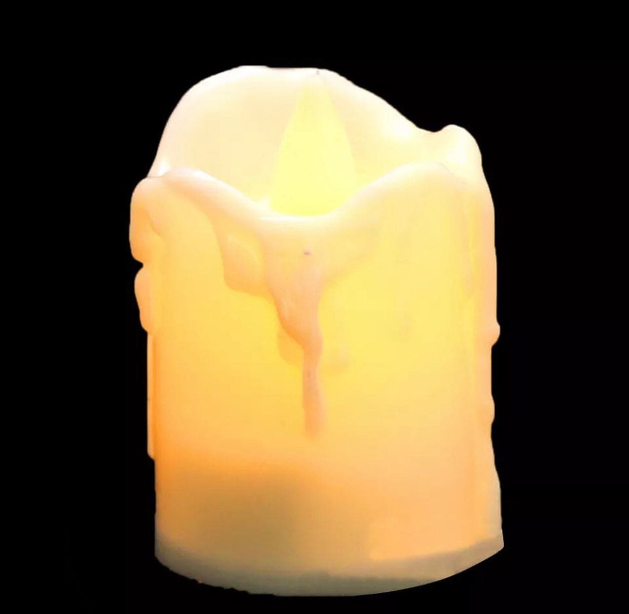 Single flameless LED tea lights set candle with realistic melting wax design and warm light