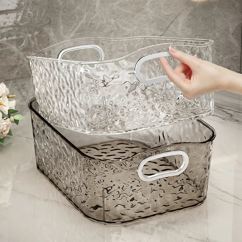 Clarify.pk foldable laundry hamper set with textured transparent plastic and built-in handles