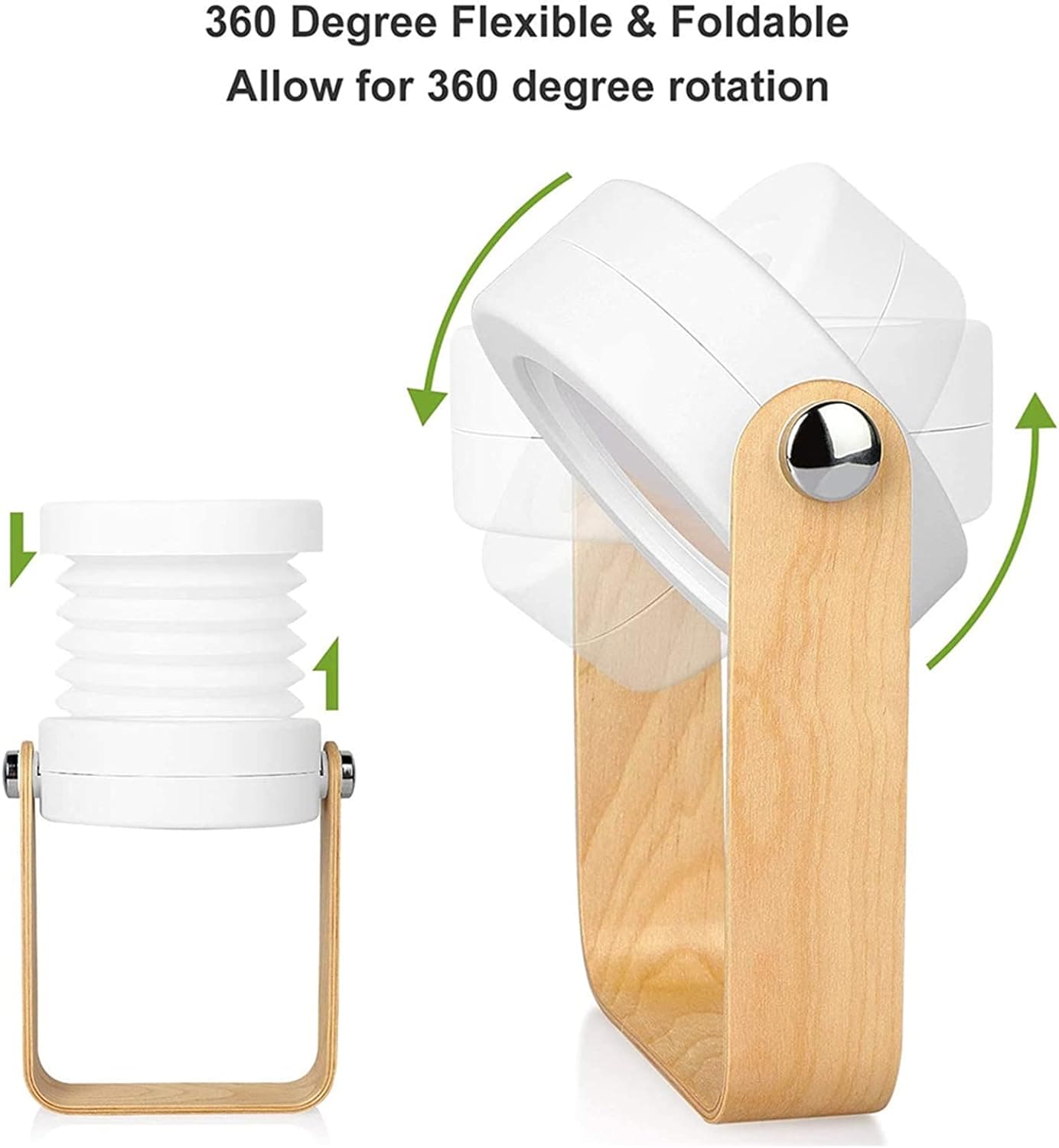 Clarify.pk foldable LED table lamp with 360 degree rotation and flexible white light head wooden base