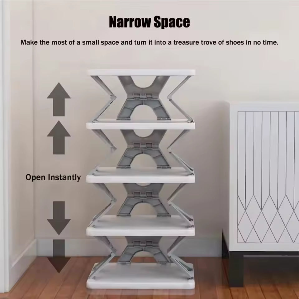 Clarify.pk foldable shoe rack shoe hanger maximizing narrow space with instant open design