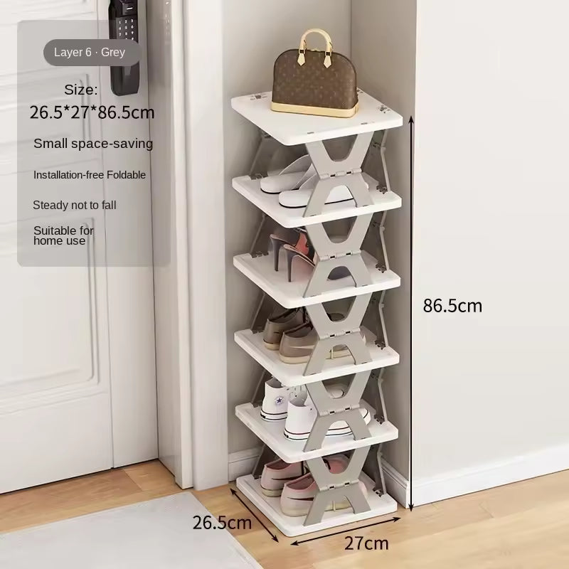 Clarify.pk foldable shoe rack shoe hanger with six tiers in grey for space-saving shoe storage
