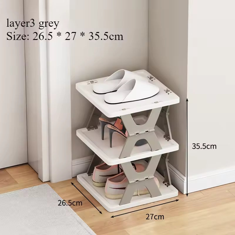 Clarify.pk foldable shoe rack 3-layer grey shoe hanger with size 26.5 by 27 by 35.5 cm