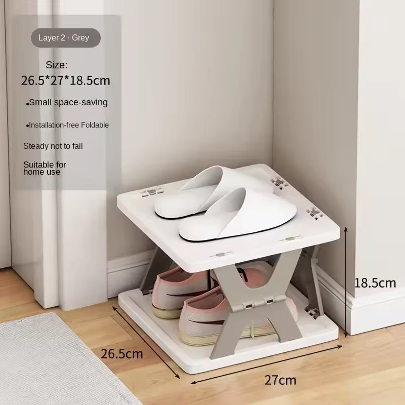 Clarify.pk foldable shoe rack in grey for small space-saving and installation-free use