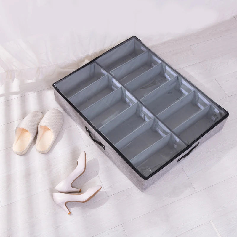 Foldable under bed shoe organizer by Clarify.pk with multiple compartments for shoe storage