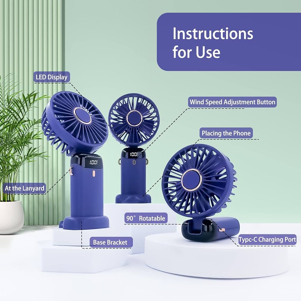 Foldable USB table fan with LED display and adjustable wind speed for portable cooling