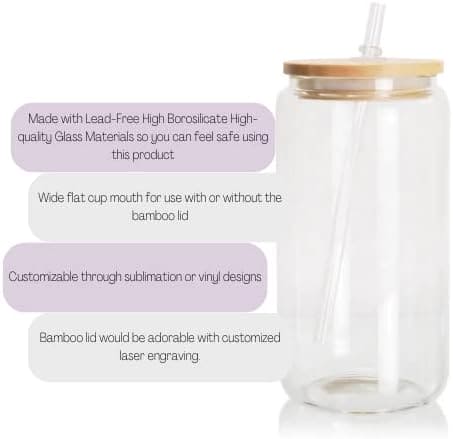 Clear glass iced coffee mug with a bamboo lid and straw from Clarify.pk