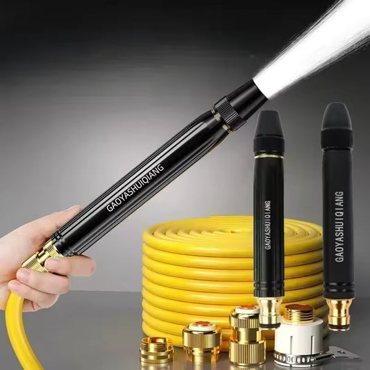Clarify.pk high pressure wash gun garden water gun with yellow hose and multiple brass connectors