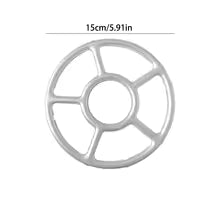Silver metal gas stove stabilizer bracket measuring 15 cm diameter for cooking support