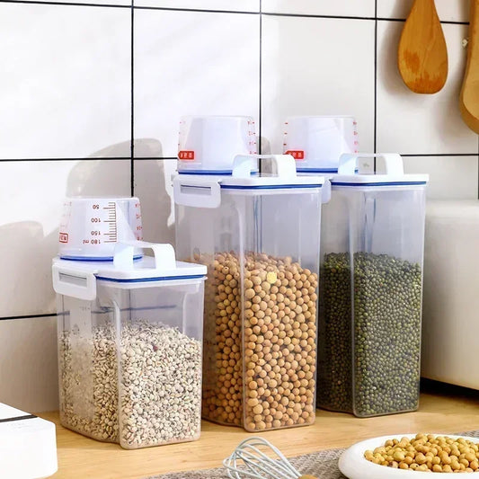 2.5kg airtight storage bucket set by Clarify.pk with clear containers for dry food storage in kitchen