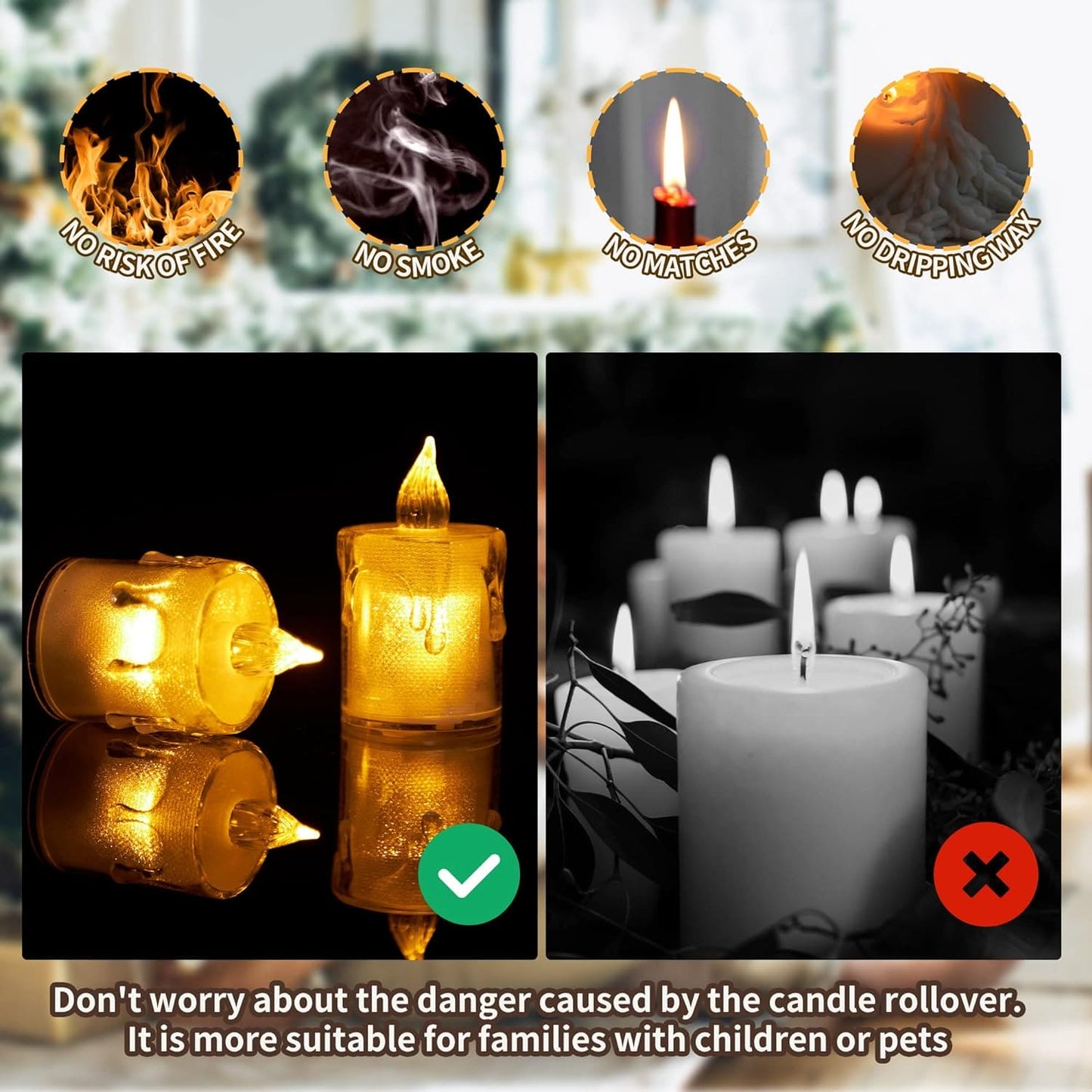 Clarify.pk acrylic LED candle lamp showing safe flameless candles with no fire risk or dripping wax