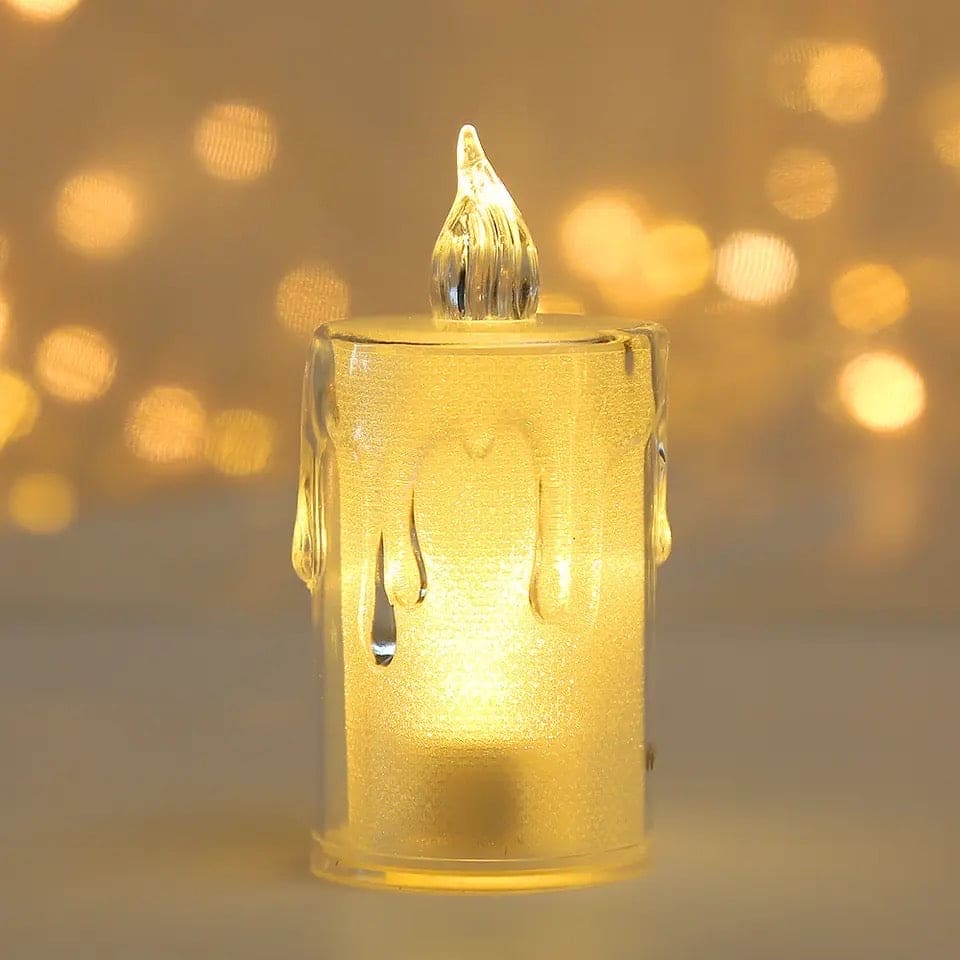 Glowing acrylic LED candle lamp with realistic dripping wax design and soft warm light
