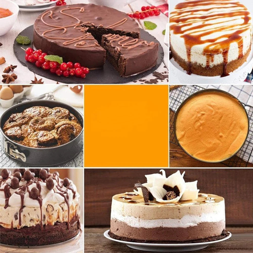 Variety of delicious cakes baked using quality cake pans from Clarify.pk, showcasing smooth finishes and perfect shapes