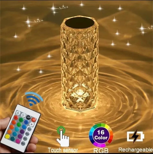 Clarify.pk crystal diamond table lamp with touch sensor remote and RGB 16 color rechargeable light