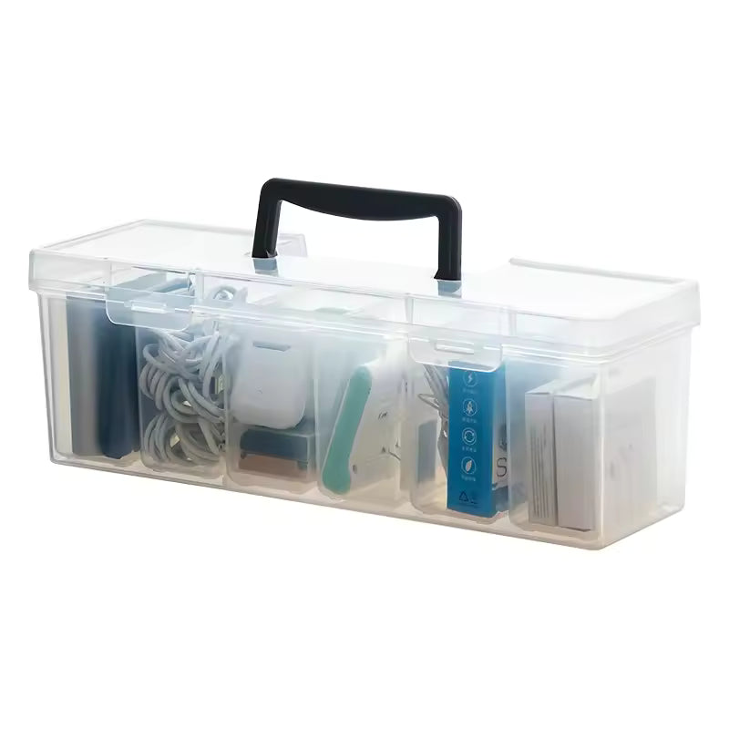 Clarify.pk clear storage box with handle large capacity organizer for electronic accessories and small items