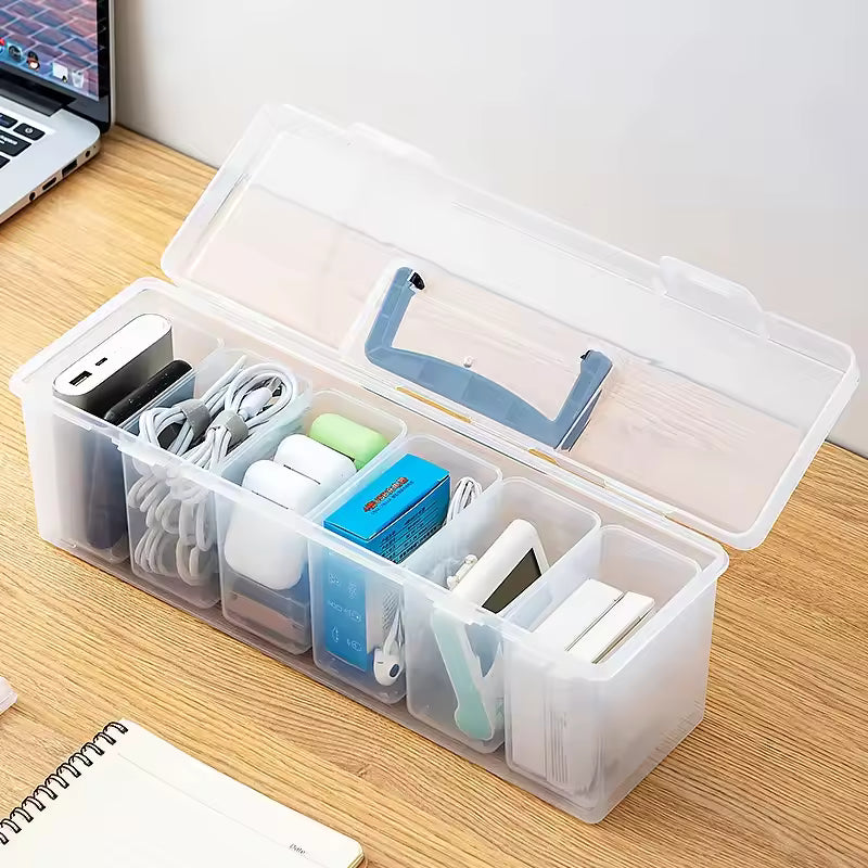 Clarify.pk storage box with large capacity organizer compartments holding electronics and accessories