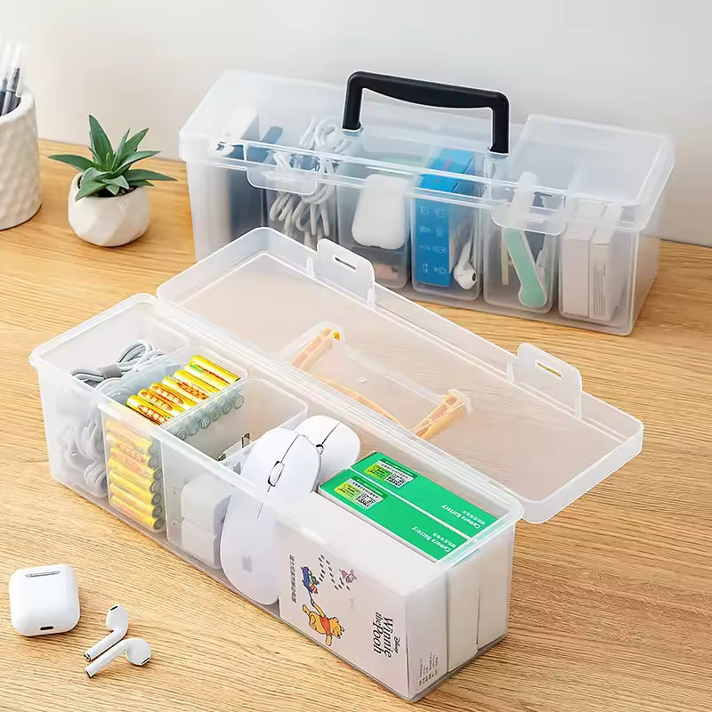 Clarify.pk large capacity organizer storage box with clear compartments and handle for easy organization