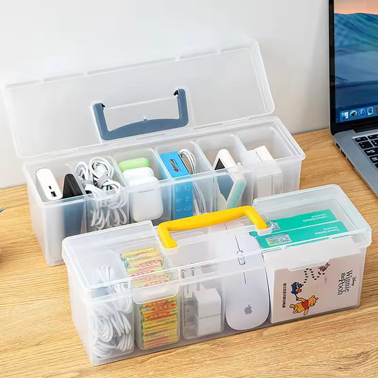 Clarify.pk large capacity organizer storage box with multiple compartments for electronic accessories and stationery