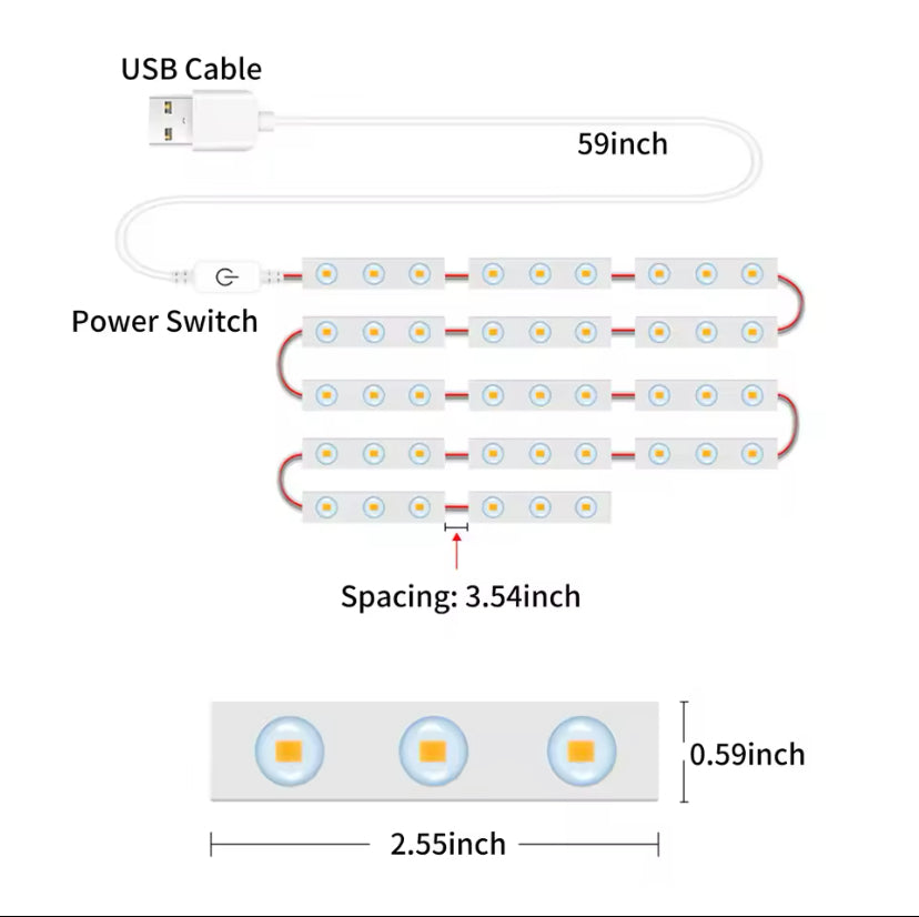 Clarify.pk LED vanity mirror lights with USB cable 59 inch length and power switch for easy control