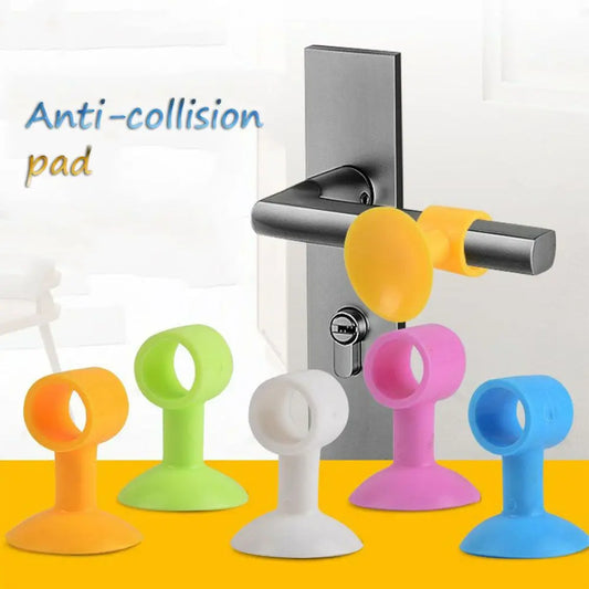 Pack of 5 silicone door handle stopper in orange green white pink and blue by Clarify.pk for door protection