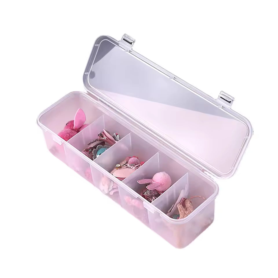 Clarify.pk plastic jewelry storage box with five compartments and clear hinged lid