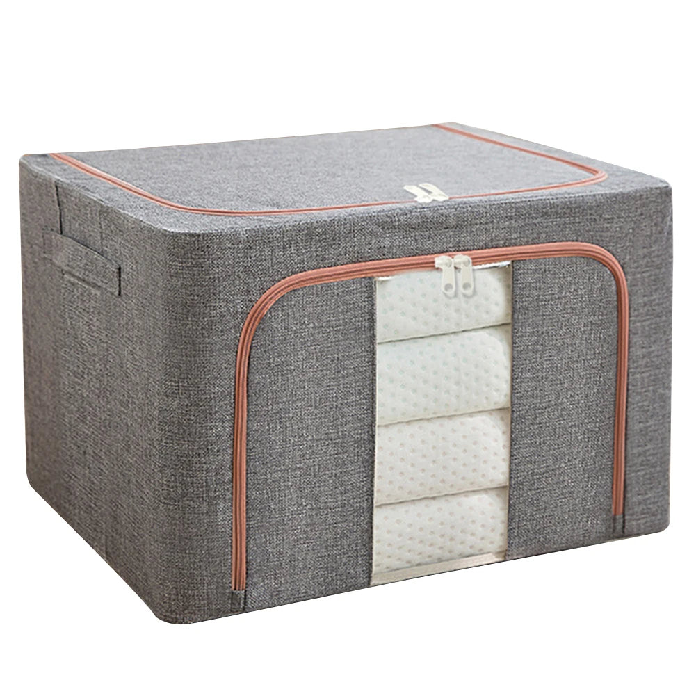 Clarify.pk stackable storage bag for clothes in gray with zipper and handle for easy organizing