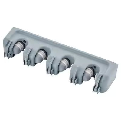 Clarify.pk wall mounted mop holder with four adjustable grips for easy storage of cleaning tools