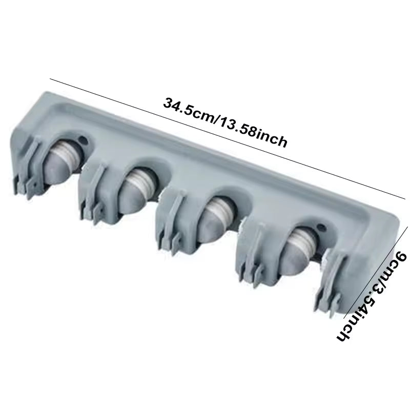 Clarify.pk wall mounted mop holder with four adjustable grips for secure storage