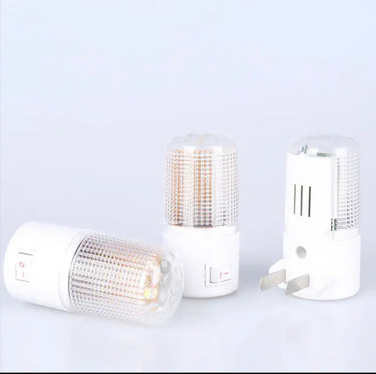 Clarify.pk wall mounting night lamp with clear diffuser and white base in three different positions