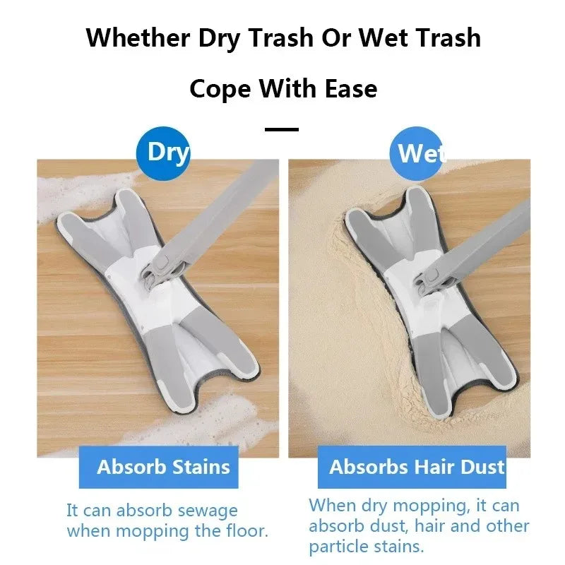 Clarify.pk X Type Flat Floor Mop cleaning dry stains and wet hair dust on wooden floor